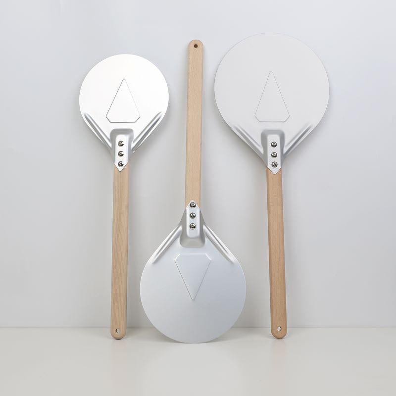 Mango de madera de 7 pulgadas de pizza de aluminio Peel Turner Turner Pizza Spatula Pizza Accesorios para horno