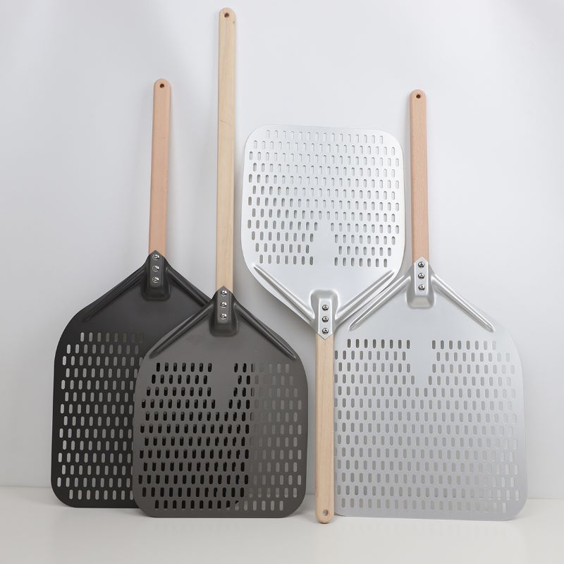 Anodizado desmontable de 12 pulgadas de 14 pulgadas de aluminio perforado Pizza Pizza Pizza Pizza Spatula Pizza Turner