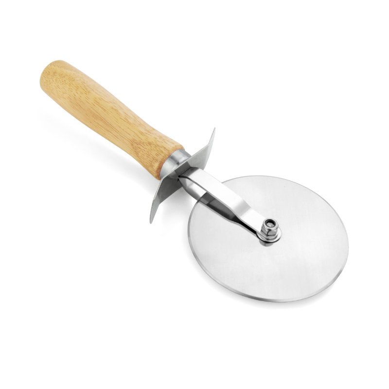 Cortador de pizza Wheel de acero inoxidable Máquina de pizza Pizza Pizza Furer con mango de madera fácil de limpiar
